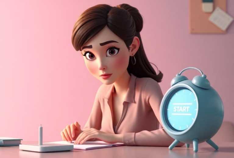 professional working woman preparing to start a task using the Five-Minute Rule, showing courage to begin