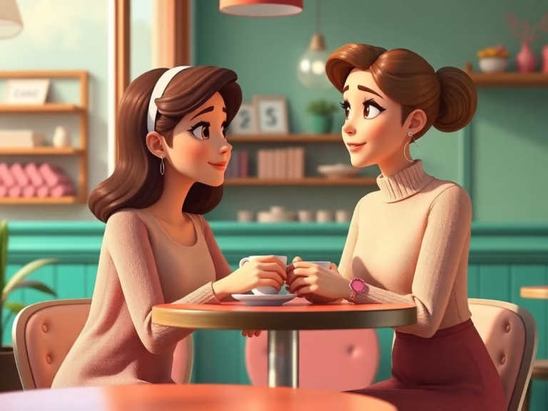 Two characters having an empathetic conversation, developing interpersonal skills and emotional intelligence.