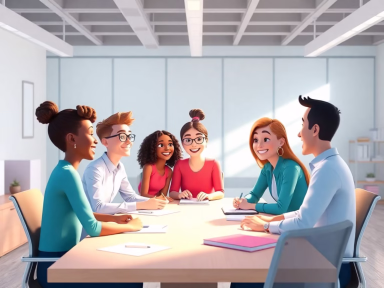 illustration of a collaborative meeting, supportive network