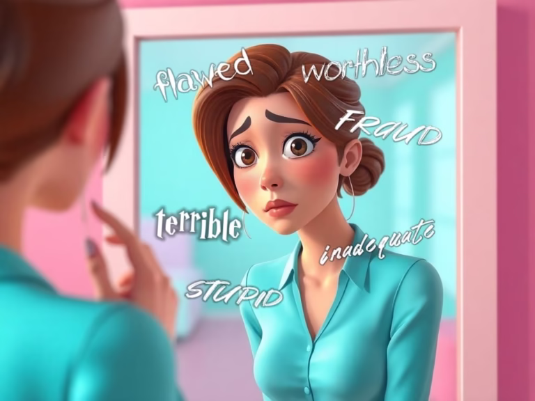 illustration of self-critical person