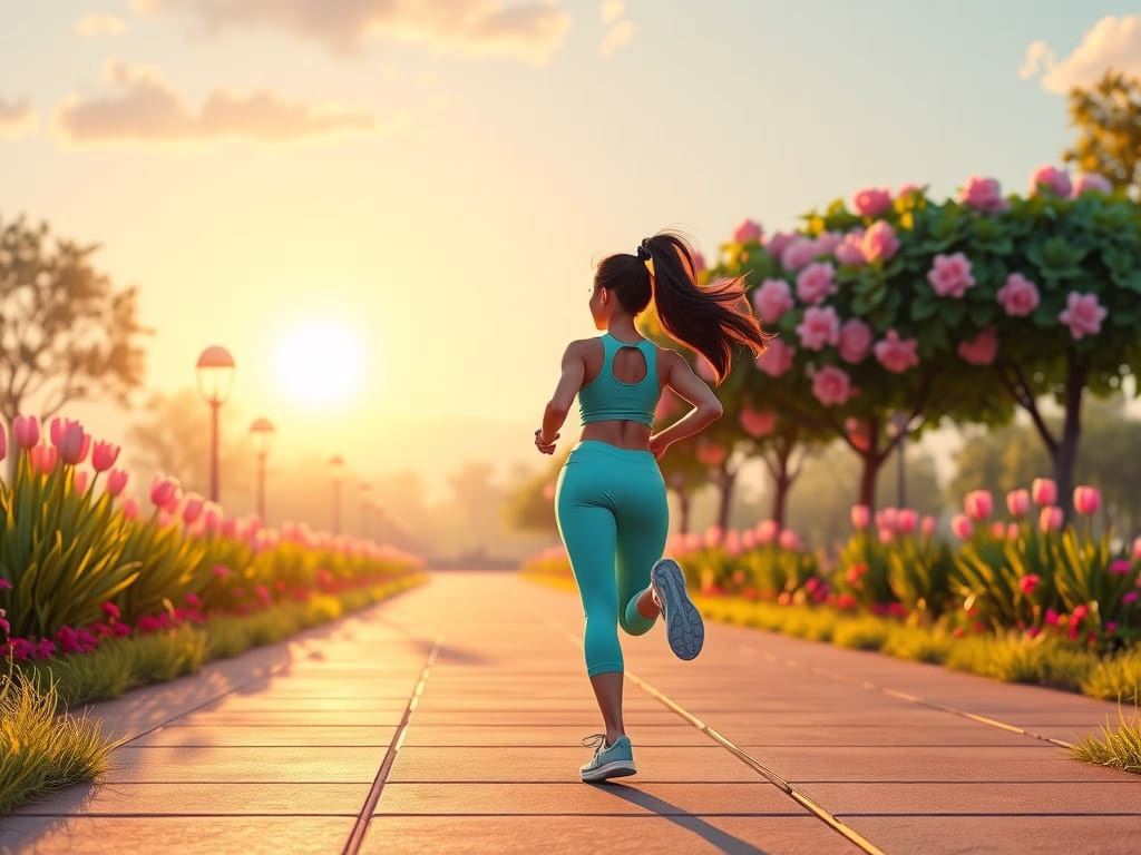 illustration of a woman pursuing health goals through daily movement and vitality