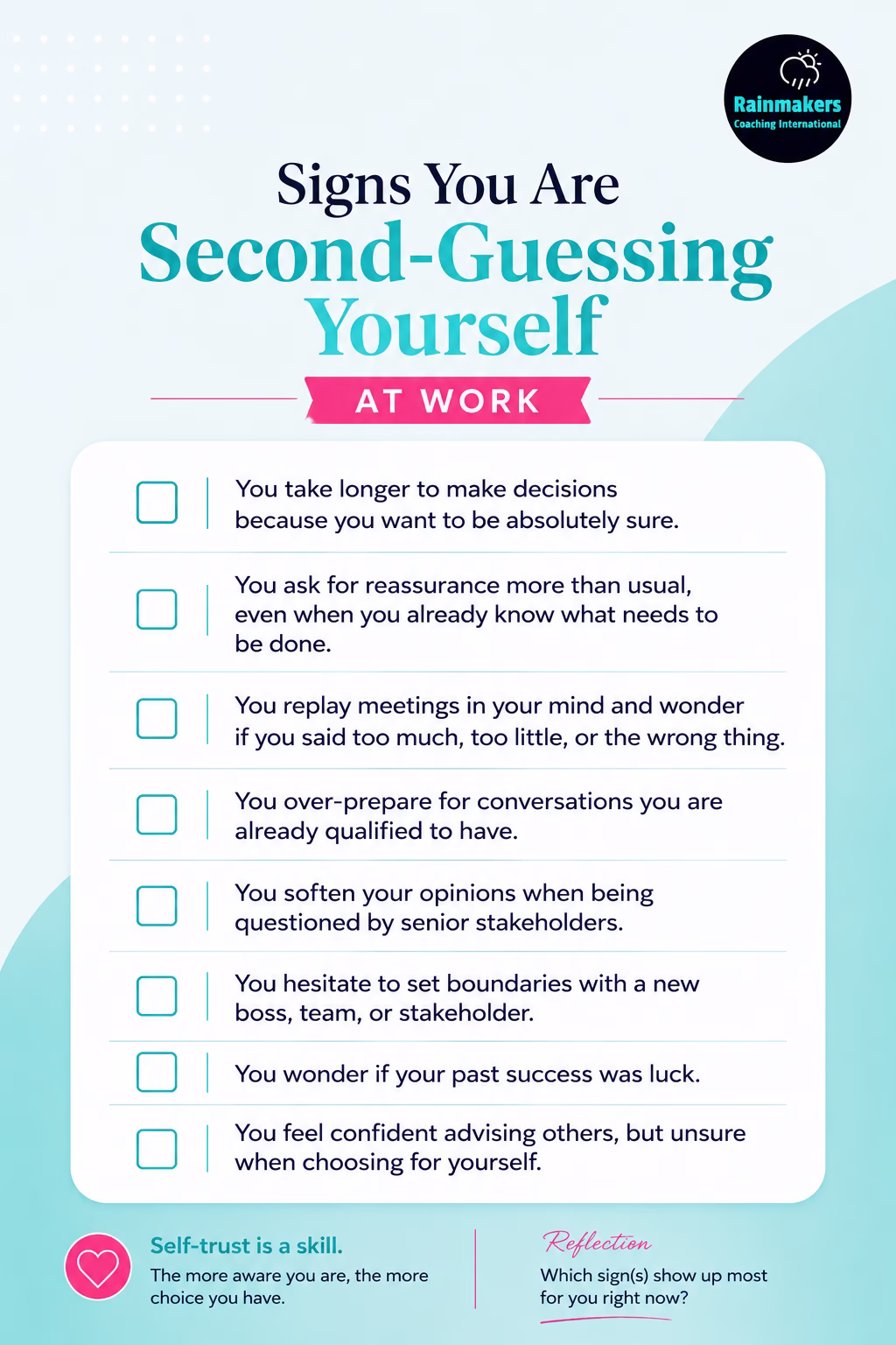 Checklist-Signs You Are Second-Guessing Yourself At Work