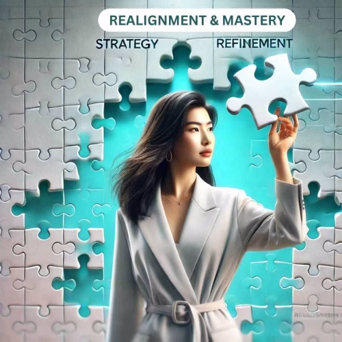 a woman fitting a puzzle, representing the clarity that a coaching session bring to professionals